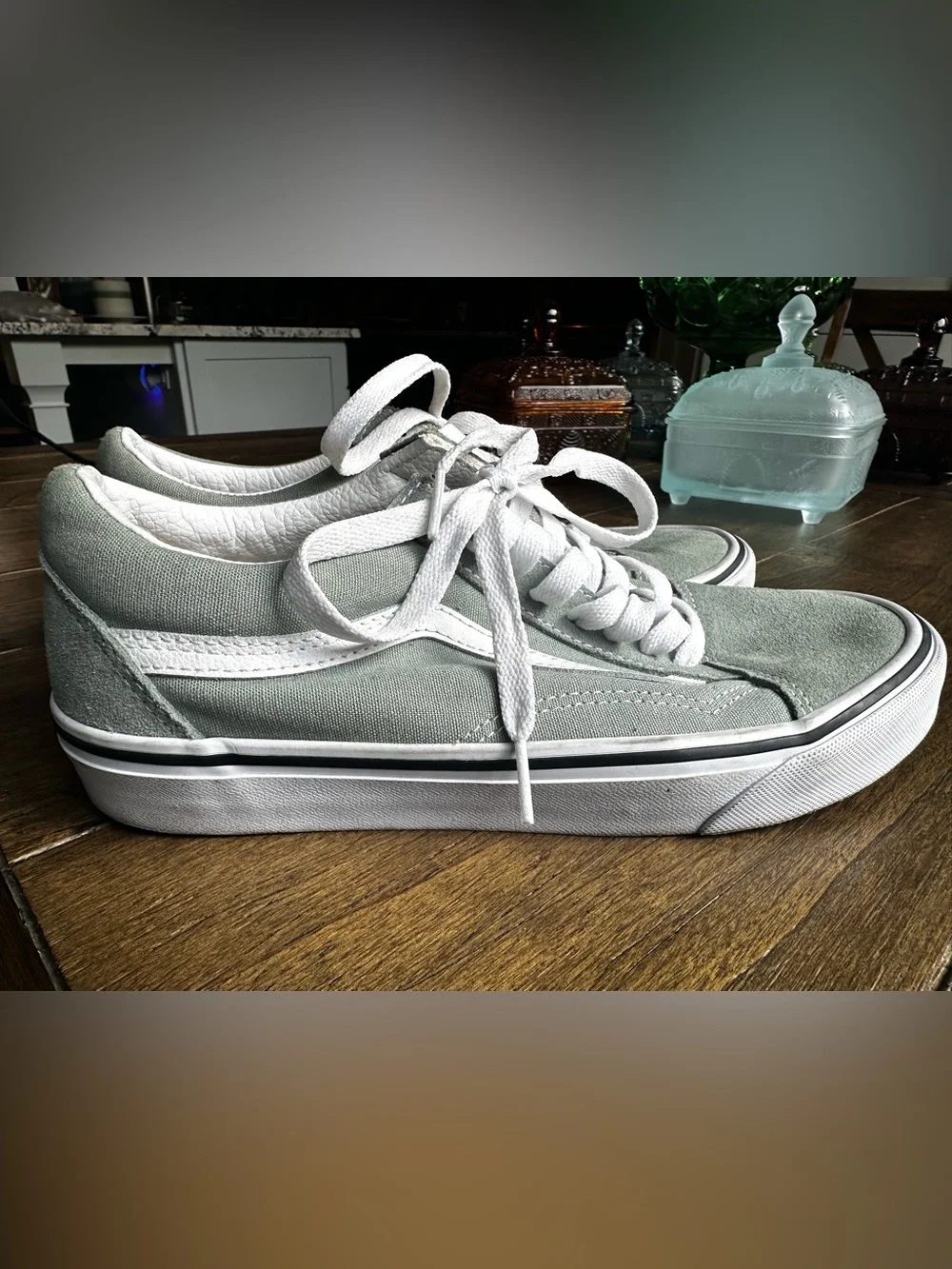 Vans Old Skool Low Top Sneakers - Light Green& White